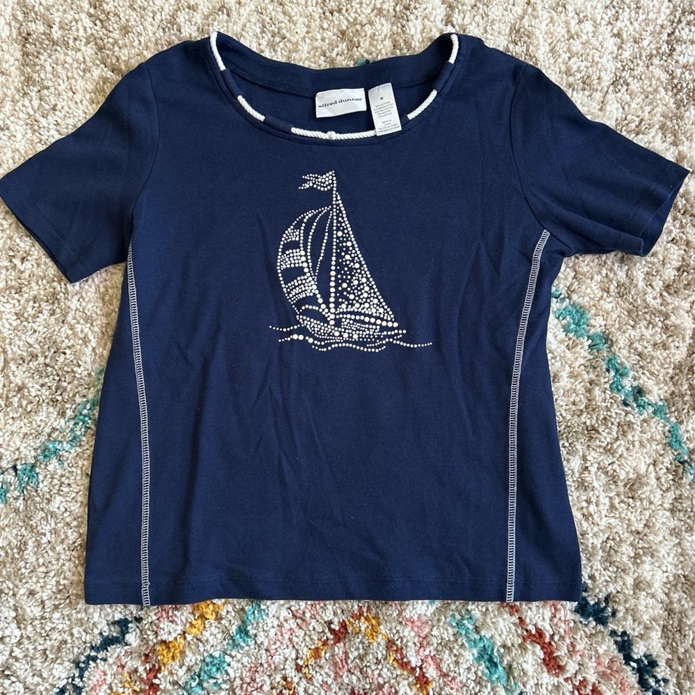 Vintage Alfred Dunner Embroidered Sailboat Shirt